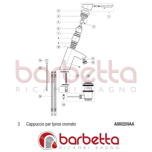CAPPUCCIO CROMATO IPNOS IDEAL STANDARD A860259AA