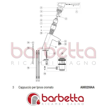CAPPUCCIO CROMATO IPNOS IDEAL STANDARD A860259AA
