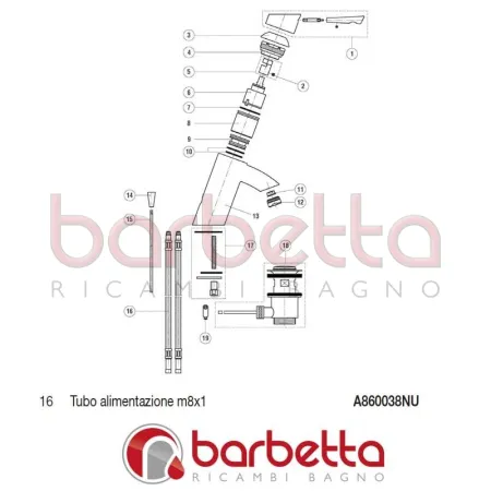 TUBO ALIMENTAZIONE M8X1 IPNOS IDEAL STANDARD A860038NU