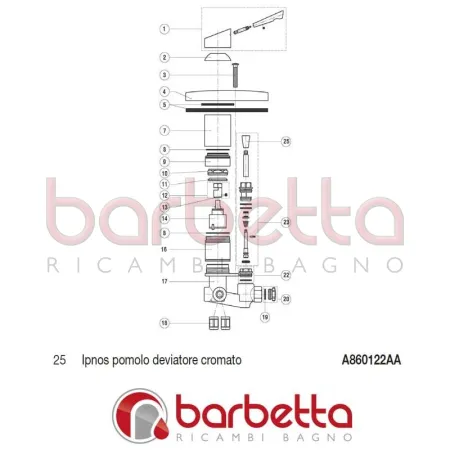 POMOLO DEVIATORE CROMATO IPNOS IDEAL STANDARD A860122AA