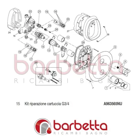 KIT RIPARAZIONE CARTUCCIA G3/4 IQ IDEAL STANDARD A963565NU