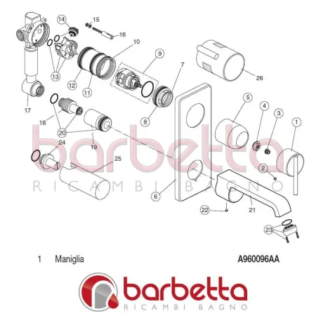 MANIGLIA GLANCE IDEAL STANDARD A960096AA