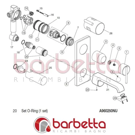 SET O-RING GLANCE IDEAL STANDARD A960250NU