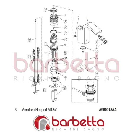 AERATORE NEOPERL M18X1 GLANCE IDEAL STANDARD A960018AA