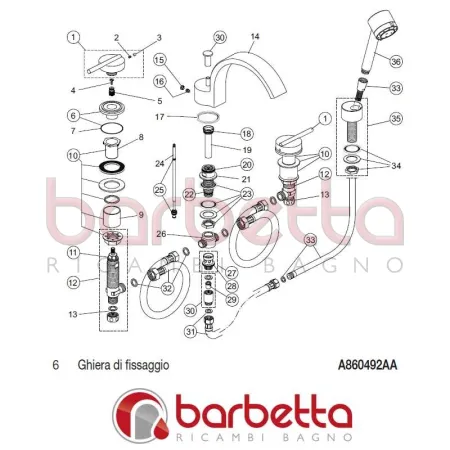 GHIERA DI FISSAGGIO GLANCE IDEAL STANDARD A860492AA