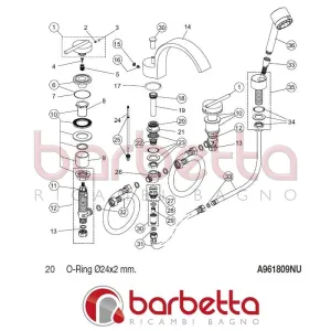 O-RING 24X2 MM GLANCE IDEAL STANDARD A961809NU