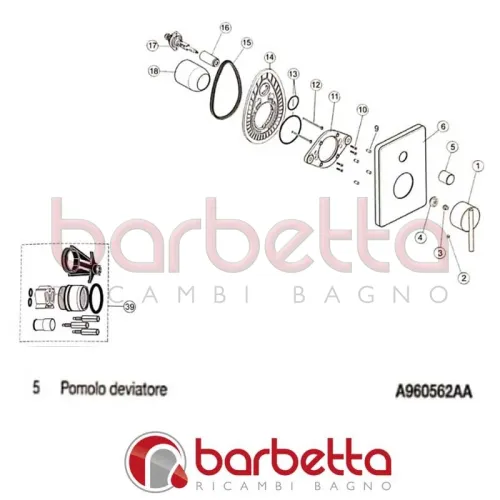 POMOLO DEVIATORE GLANCE IDEAL STANDARD A960562AA