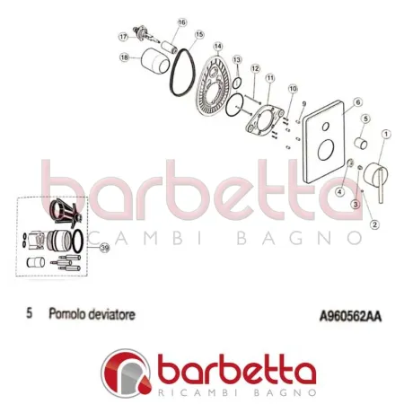 POMOLO DEVIATORE GLANCE IDEAL STANDARD A960562AA