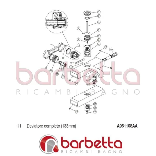 DEVIATORE COMPLETO GLANCE IDEAL STANDARD A961108AA