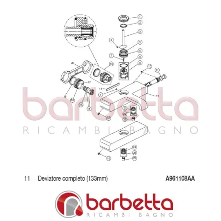 DEVIATORE COMPLETO GLANCE IDEAL STANDARD A961108AA