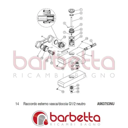 RACCORDO ESTERNO VASCA/DOCCIA G1/2 NEUTRO GLANCE IDEAL STANDARD A963753NU