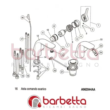 ASTA COMANDO SCARICO MELANGE IDEAL STANDARD A962044AA