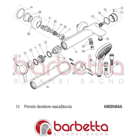 POMOLO DEVIATORE VASCA/DOCCIA MELANGE IDEAL STANDARD A962048AA