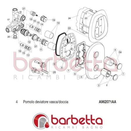 POMOLO DEVIATORE VASCA/DOCCIA MELANGE IDEAL STANDARD A962071AA