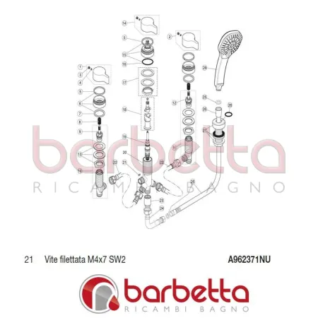 VITE FILETTATA M4X7 SW2 MELANGE IDEAL STANDARD A962371NU