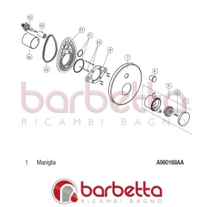 MANIGLIA UNITHERM IDEAL STANDARD A960168AA