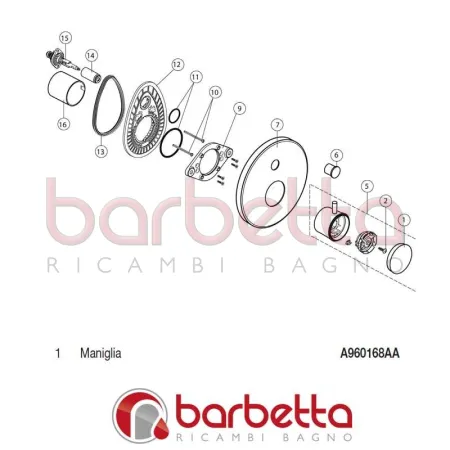 MANIGLIA UNITHERM IDEAL STANDARD A960168AA