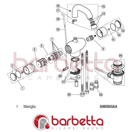 MANIGLIA NEWSON IDEAL STANDARD A960850AA