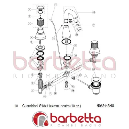 GUARNIZIONI 18X11X4 MM NEUTRO NEWSON IDEAL STANDARD N058118NU