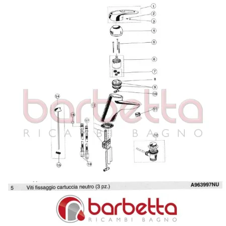 VITI FISSAGGIO CARTUCCIA NEUTRO NOEMA IDEAL STANDARD A963997NU