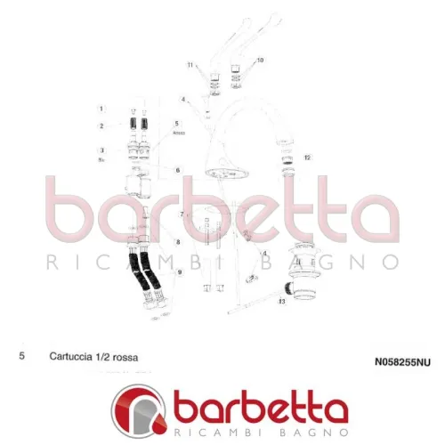 CARTUCCIA 1/2 ROSSA PIANO DESIGN IDEAL STANDARD N058255NU