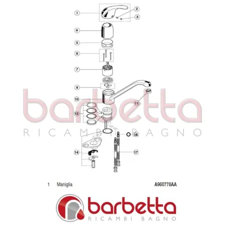MANIGLIA CERA-B 150 IDEAL STANDARD A960778AA