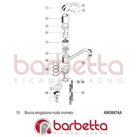 BOCCA EROGAZIONE NUDA CROMATO CERA-B 150 IDEAL STANDARD A963687AA