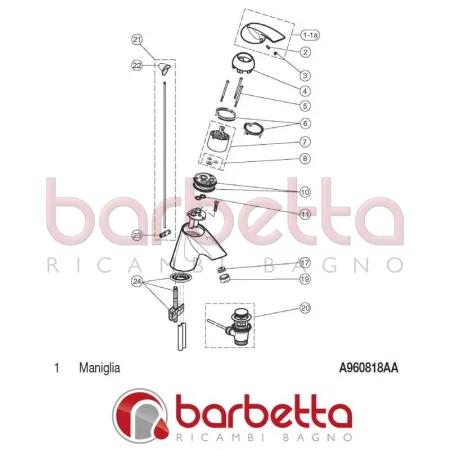 MANIGLIA TRIAS/TONIC IDEAL STANDARD A960818AA
