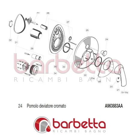 POMOLO DEVIATORE CROMATO TRIAS/TONIC IDEAL STANDARD A963883AA
