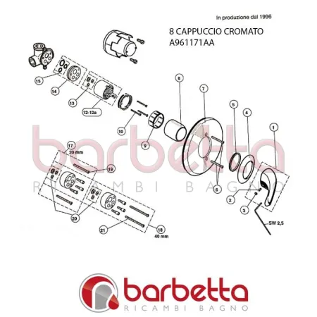CAPPUCCIO CROMATO CERAFORM IDEAL STANDARD A961171AA