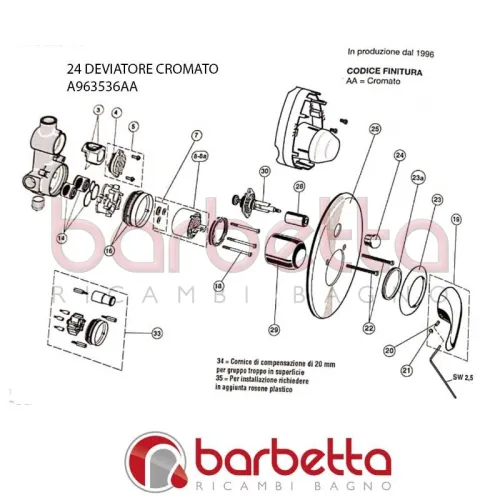 DEVIATORE CROMATO CERAFORM IDEAL STANDARD A963536AA