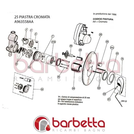 PIASTRA COMPLETA CROMATA CERAFORM IDEAL STANDARD A963558AA
