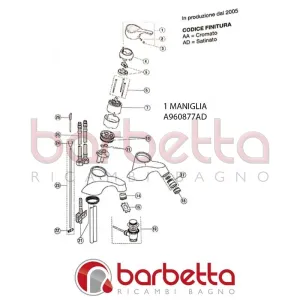 MANIGLIA CERAMIX 60'S IDEAL STANDARD A960877AD