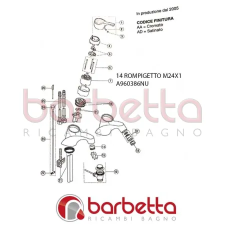 ROMPIGETTO M24X1 CERAMIX 60'S IDEAL STANDARD A960386NU
