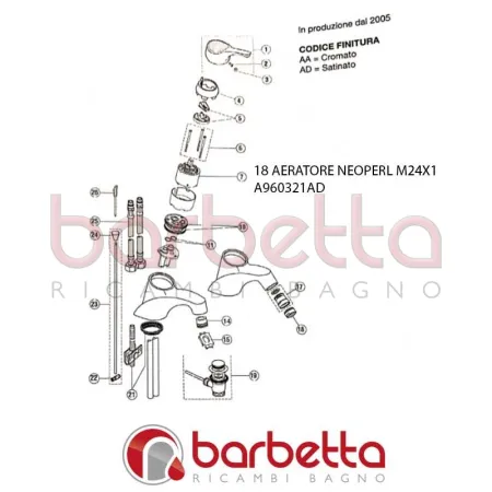 AERATORE NEOPERL M24X1 CERAMIX 60'S IDEAL STANDARD A960321AD
