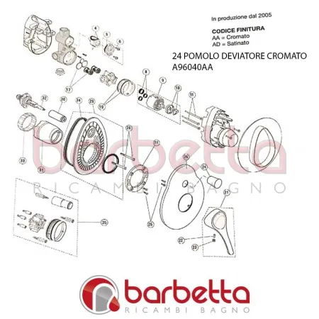 POMOLO DEVIATORE CROMATO CERAMIX 60'S IDEAL STANDARD A960400AA