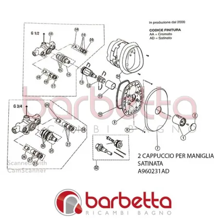CAPPUCCIO PER MANIGLIA SATINATA CERAMIX LIFE IDEAL STANDARD A960231AD