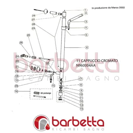 CAPPUCCIO SOTTOMANIGLIA 42 CROMATO ALFIERE IDEAL STANDARD N960004AA