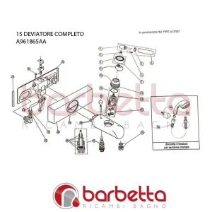 DEVIATORE COMPLETO CROMATO CLASS IDEAL STANDARD A961865AA