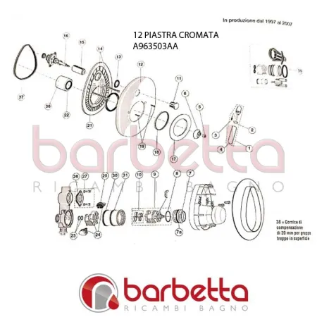 PIASTRA CROMATA CLASS IDEAL STANDARD A963503AA