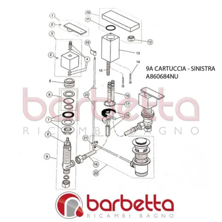 CARTUCCIA 1/2" - SINISTRA CUBIC IDEAL STANDARD A860684NU