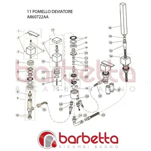 POMELLO DEVIATORE CUBIC IDEAL STANDARD A860722AA