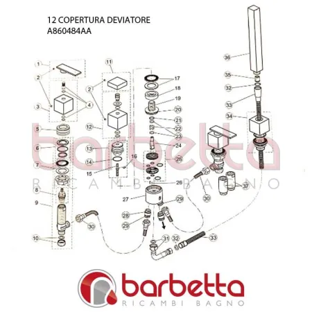 COPERTURA DEVIATORE COMPLETA CUBIC IDEAL STANDARD A860484AA
