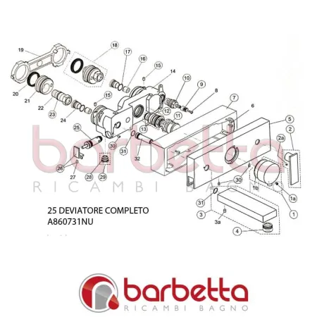 DEVIATORE COMPLETO CUBIC IDEAL STANDARD A860731NU