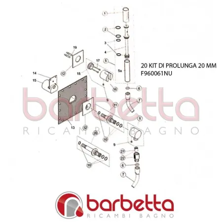 KIT DI PROLUNGA 20 MM GEOMETRY IDEAL STANDARD F960061NU