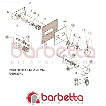 KIT DI PROLUNGA 20 MM GEOMETRY IDEAL STANDARD F960129NU