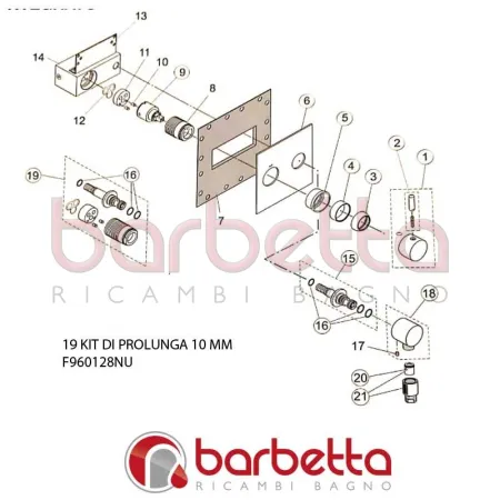 KIT DI PROLUNGA 10 MM GEOMETRY IDEAL STANDARD F960128NU