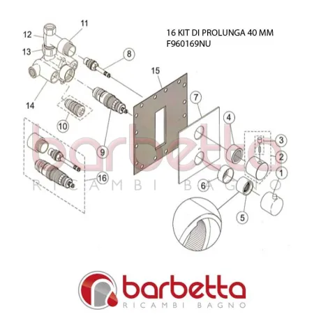 KIT DI PROLUNGA 40 MM GEOMETRY IDEAL STANDARD F960169NU