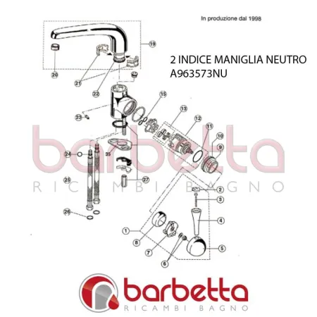 INDICE MAGLIA NEUTRO CERA-B 200 IDEAL STANDARD A963573NU