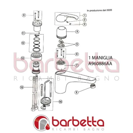 MANIGLIA CERAVIE IDEAL STANDARD A960886AA